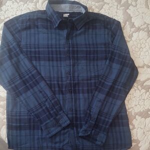 Lands' End Navy and Blue Checkered Shirt